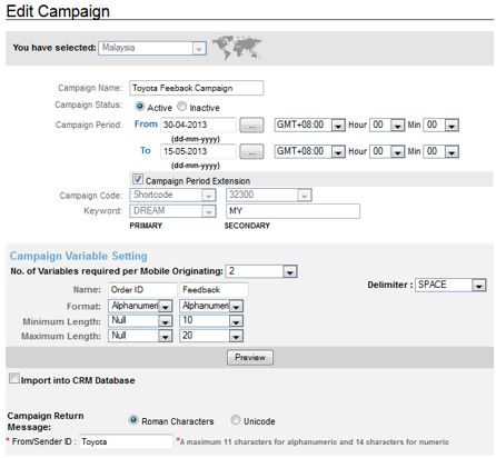 Campaign Listing Edit
